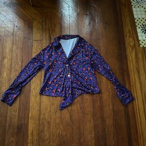 Purple Red Twist Front Top